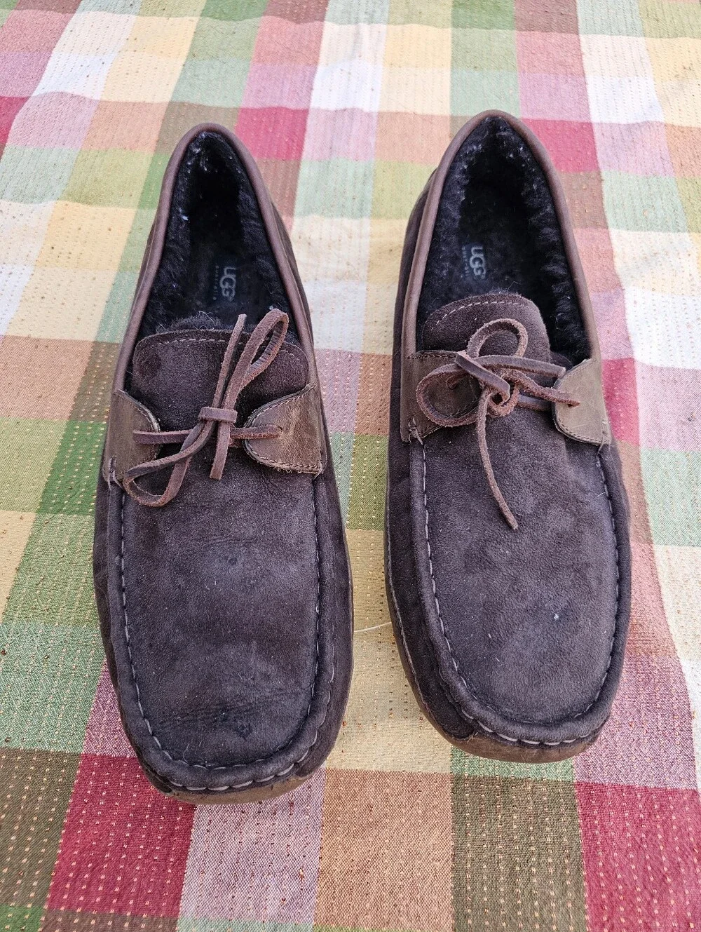 UGG Australia Ascot Men’s Size 17 Brown Suede Sheepskin Moccasin Slippers